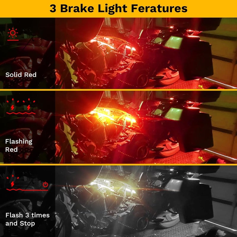DITRIO 8PCS Underglow RGB LED Strip Light Kit DC 12V with 2 Red Blinking Brake Light Styles for Motorcycles Trikes Golf Carts ATVs UTVs – M8r - Image 2
